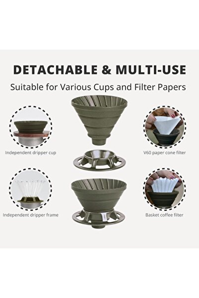 Generic Nalakal Collapsible Reusable Silicone Coffee Dripper (Green, 1-2 Cups)