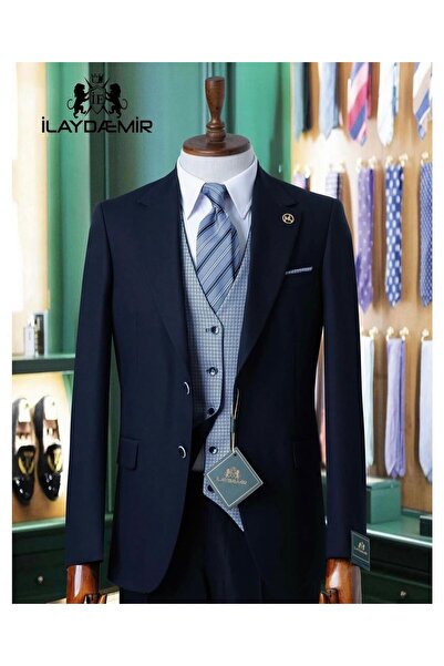 ilayda emir Slim Fit Navy Blue Swallow Tail Collar Blazer Men's Suit