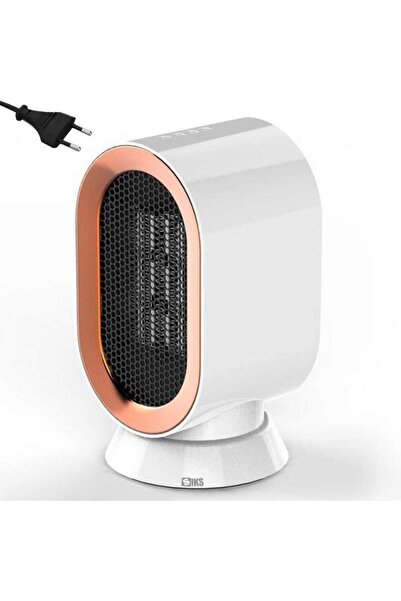 SIKS Electric Fan Heater, Mini Heater, Portable, Fast Heating 800/1200W, Thermostat, White/Orange