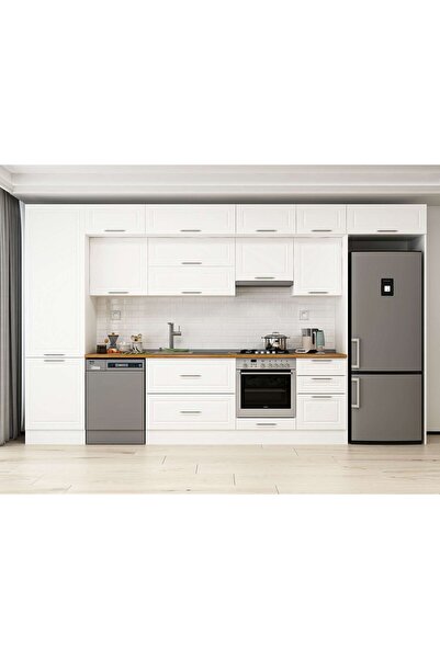 Alvinka 390X240 Cm Klasik Mebran Mutfak Dolabı Beyaz Beyaz Mbb-E80B60S50-1 Me...