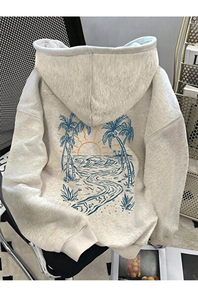 ZEMLİYA Hanorac cu glugă cu 3 fire și model palmier