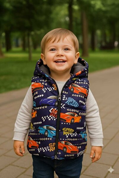bubiee baby Araba Desenli Erkek Çocuk Kapşonlu Şişme Yelek