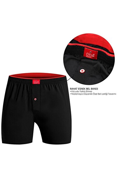 Öts Men's Boxer, Large Size, 3-Piece Buttoned, Single Jersey Fabric (100% Cotton)