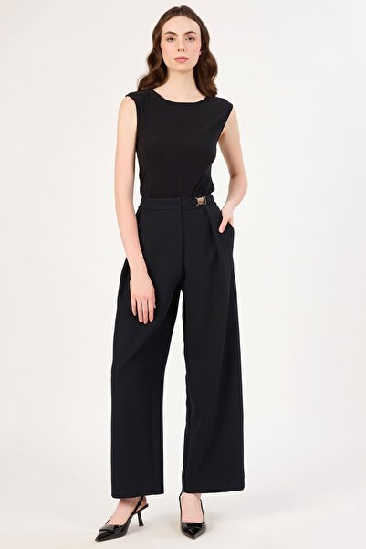 FEVER Toka detaylı likralı geniş paça pantolon