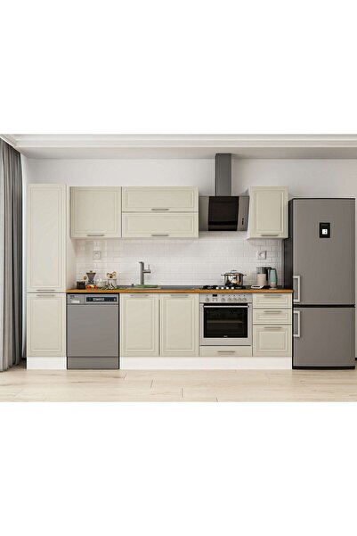 Alvinka 300X210 Cm Klasik Mebran Mutfak Dolabı Beyaz Beyaz Mb-E90B45S45-2 Meb...