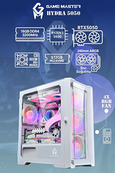 GM Game Master Hydra 5050 Ryzen 5 5600 CPU 16GB RAM 512GB NVMe SSD RTX5050 4x...