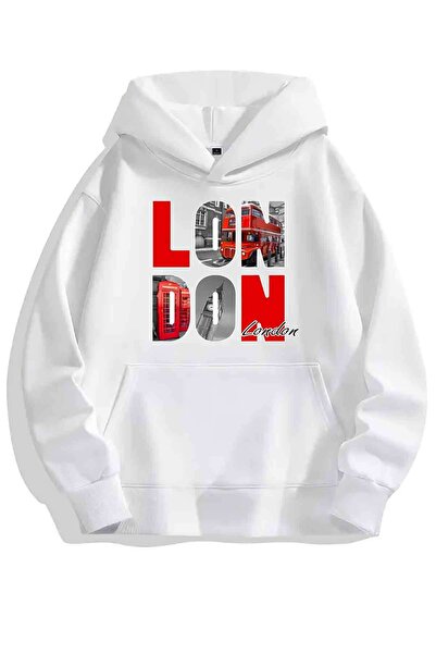 Cool mans Φούτερ με κουκούλα Unisex με λεπτομέρεια εκτύπωσης London - Φούτερ ...