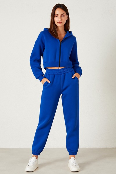 Markasız ucuz Kapsonlu Fermuarli İnei̇ Yumusacik Sardonlu-Sweatshirt&Jogger T...