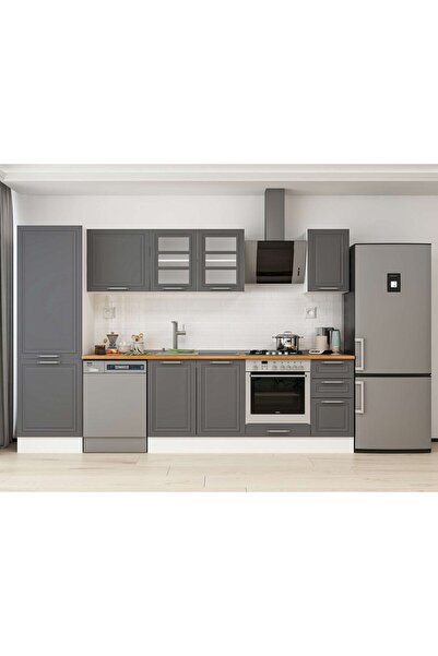 Alvinka 300X210 Cm Klasik Mebran Mutfak Dolabı Beyaz Mb-E80B60S40-3 Mebran | ...