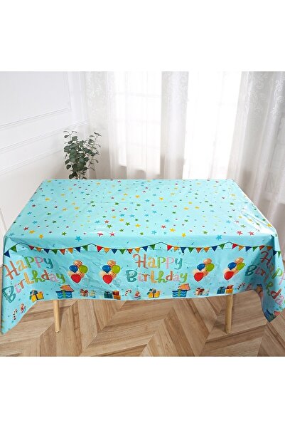 Flippy Tablecloth, Flippy, Foil, "Happy Birthday" Balloons Print, 137 x 274 cm, Blue
