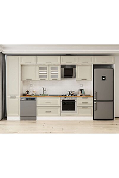 Alvinka 400X240 Cm Klasik Mebran Mutfak Dolabı Beyaz Mbb-E90B50S60-3 Mebran |...
