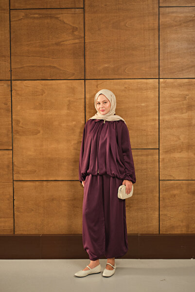 LOCCO Women's Hidden Zipper Detail Suit Plum