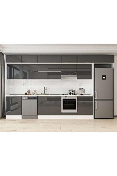 Alvinka 400X240 Cm High Gloss Mutfak Dolabı Mb-E80S60S60-1 High Gloss | Antra...