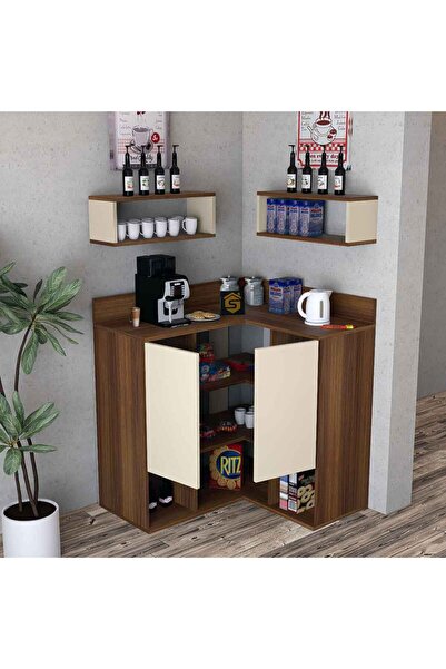 Stylish Home ركن قهوة زاوية بني وبيج فخم - RC05