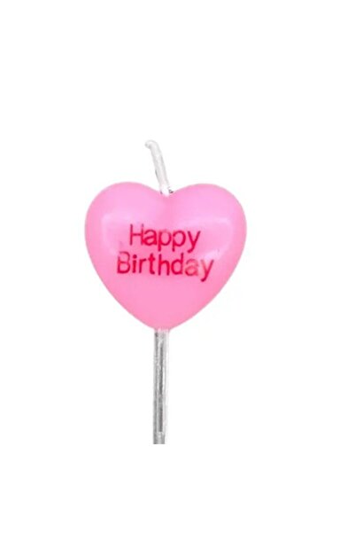 Flippy Set of 5 Cake Candles, Flippy, Heart Pattern, Happy Birthday Text, 2.5 x 2.5 cm, Wax, Multicolor