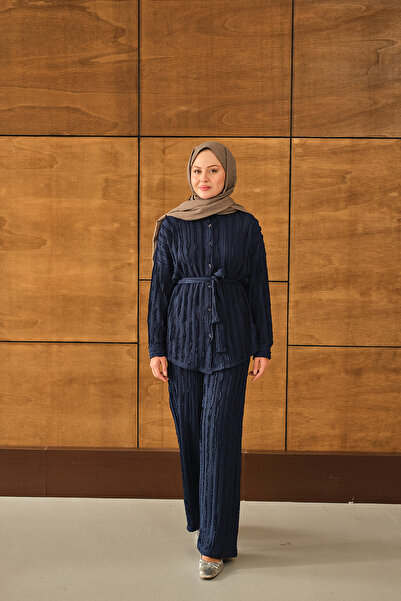 LOCCO Kadın Büzgülü İkili Takım Lacivert