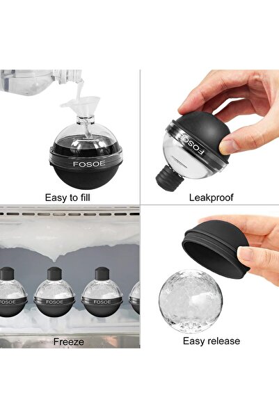 Generic FOSOE Silicone Whiskey Ice Ball Molds - Set of 4 with Lids