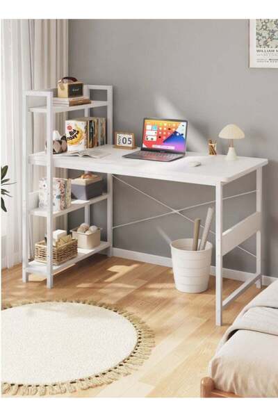 ZUIHAO Home Office Writing Computer Desk Modern Simple Study Table with Bookshelf 110x60x110cm