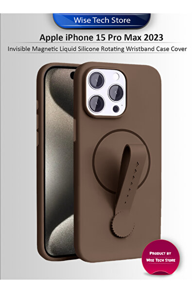 Wtech Apple iPhone 15 Pro 5G 2023 Invisible Magnetic Liquid Silicone Rotating Wristband Case Cover