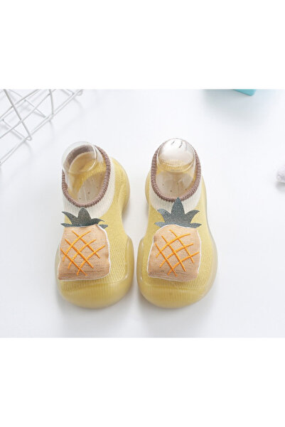 Superbaby Mocasini galben mustar cu talpa antiderapanta - Fructe delicioase