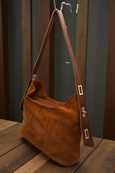 HFKY Women's Suede Shoulder Bag. Shoulder Bag with Accessory Detail.