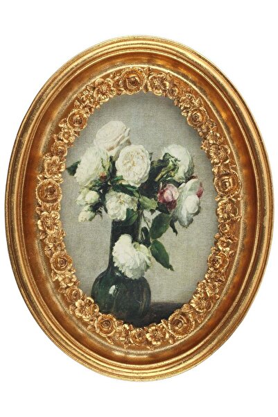 Generic Antique Gold Picture Frame – Vintage Gold Oval Frame with Glass – Art Deco Style for Wall or Tab