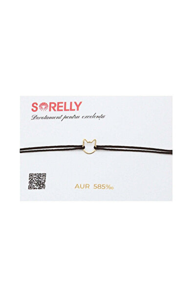 Bijuteria SORELLY Colier cu pisică din aur de 14k, cu dungi negre