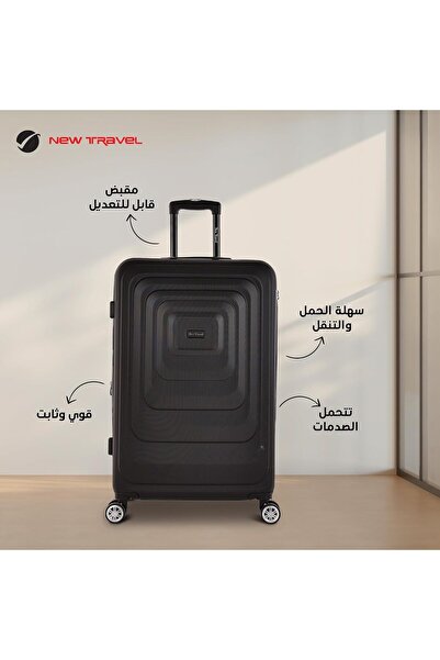 New Travel 3-Piece ABS Hard Luggage Set 20/24/28 with 4 Double Spinners & 3-Digit Lock - Dark Gray
