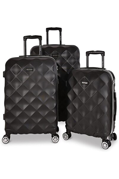 New Travel مجموعة حقائب سفر دوارة من 3 قطع مصنوعة من مادة ABS الصلبة - لون أس...