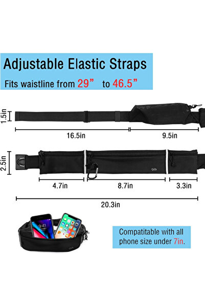OEM Unisex running belt, length 51.5 cm, polyester, black