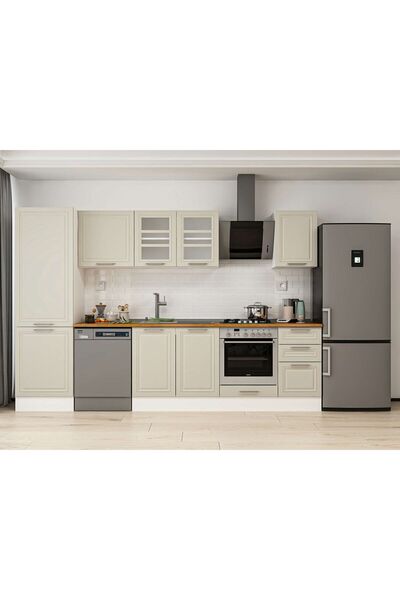 Alvinka 315X210 Cm Klasik Mebran Mutfak Dolabı Beyaz Beyaz Mb-E90B60S45-3 Meb...