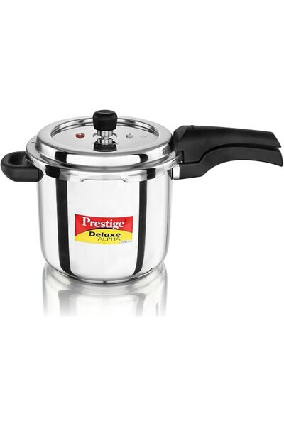 Prestige Deluxe Alpha Pressure Cooker - Stainless Steel - 5.5 Liter - Silver