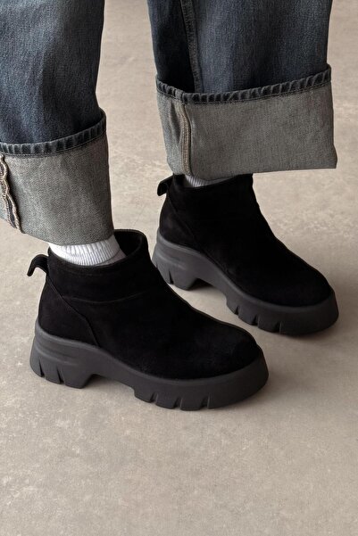 nope21shoess Siena Siyah Hakiki Deri Bot