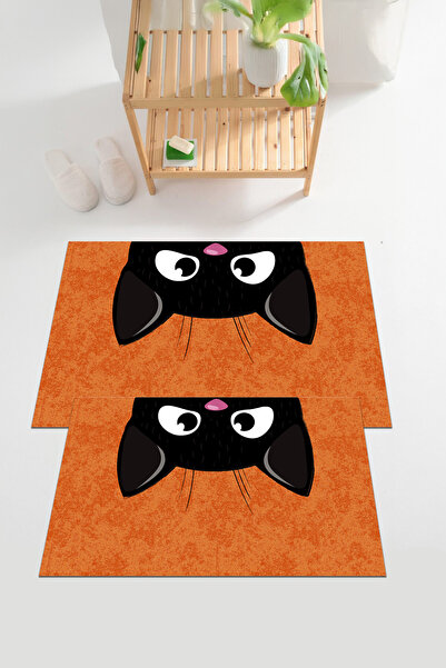 EVİMSEN طقم مقعد المرحاض الرقمي مطبوع ذو النمط القططوي مع سجادة حمام قابلة لل...