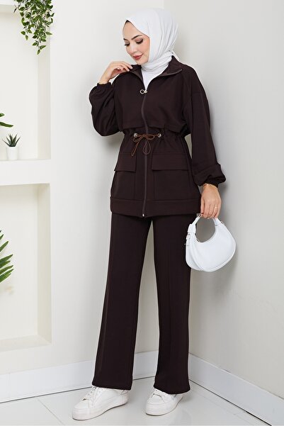 Bestenur Διπλό Σετ με Τσέπη Καπακιού 1652 - Bitter Brown
