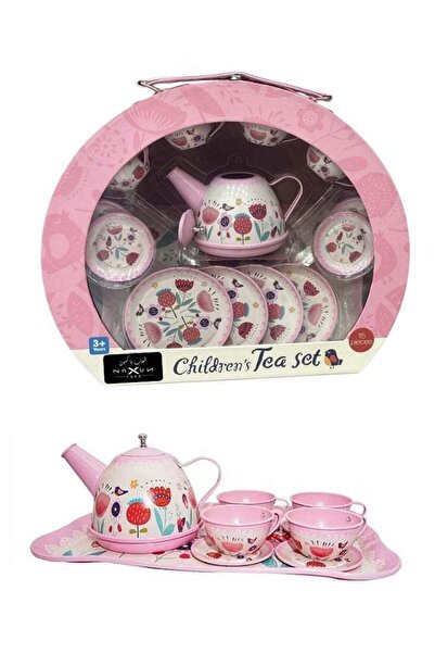 Generic Children’s Tea Set – 15 Pieces Pink Kitchen Playset with Cups, Saucers, Teapot & Tray for Kids