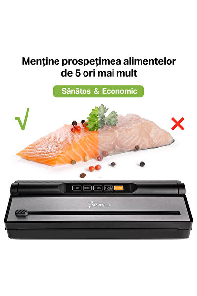 STARCREST Aparat de etanșat în vid VS-6016, 110W, control tactil, 5 funcții, furtun pentru canistră, tăietor încorporat, B