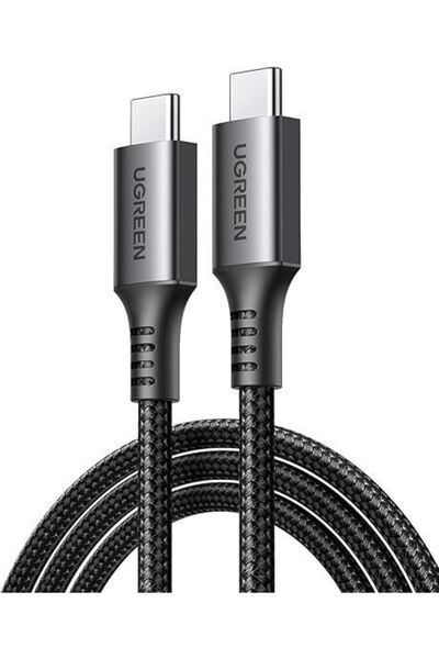 Ugreen USB-C 60W 3A QC PD Örgülü Hızlı Şarj Kablosu, 2 Metre, Siyah, 15374