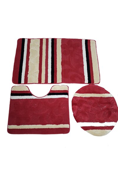 RAY Bath mat set, burgundy red, three pieces