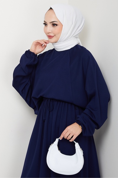 Bestenur Evsan Tunic Skirt Two-Piece Set 1650 - Navy Blue