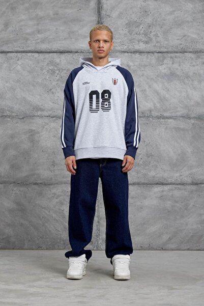 NOMARC Γκρι 08 ΣΤΑΥΡΩΜΕΝΟ oversized με κουκούλα ΦΟΥΤΕΡ