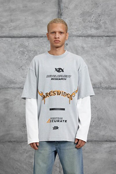 NOMARC Сірий Nmrc Areswing з написом Oversize Світшот з рукавами