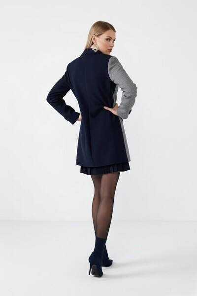 Womela Color Block Kruvaze Blazer Ceket