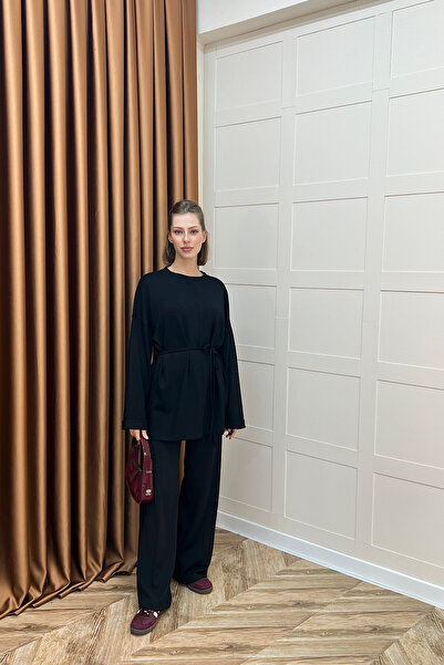 Stilife Δερμάτινο μπλουζάκι με διπλό μανίκι μαύρο