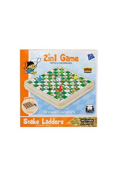 Generic مجموعة ألعاب 2 في 1، رقعة شطرنج معدنية، ولعبة الثعابين والسلالم، ألعاب لوحية ممتعة وكلاسيكية للأطفال والكبار