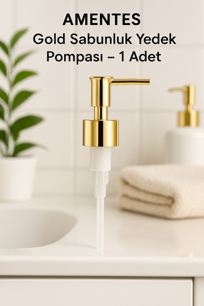 Amentes 1 Adet Sıvı Sabunluk Yedek Pompası Fıskiye | Gold Renk Sıvı Sabun Pompası Fıskiye - 1 Adet