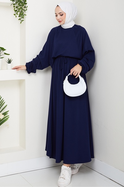 Bestenur Evsan Tunic Skirt Two-Piece Set 1650 - Navy Blue