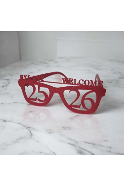 3D PLUS 25 Welcome 26 Kırmızı 3D Baskı Yılbaşı Gözlüğü