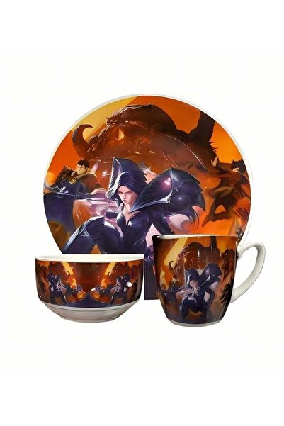Generic 3-Piece Animated Warrior Dinner Set – League of Legend Cartoon Design