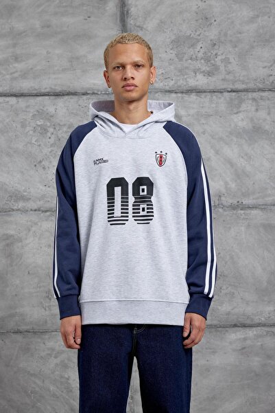 NOMARC Сірий 08 ПРИНТОВАНИЙ ОВЕРСІЗ КАПЮШОННИЙ СВІТШОТ